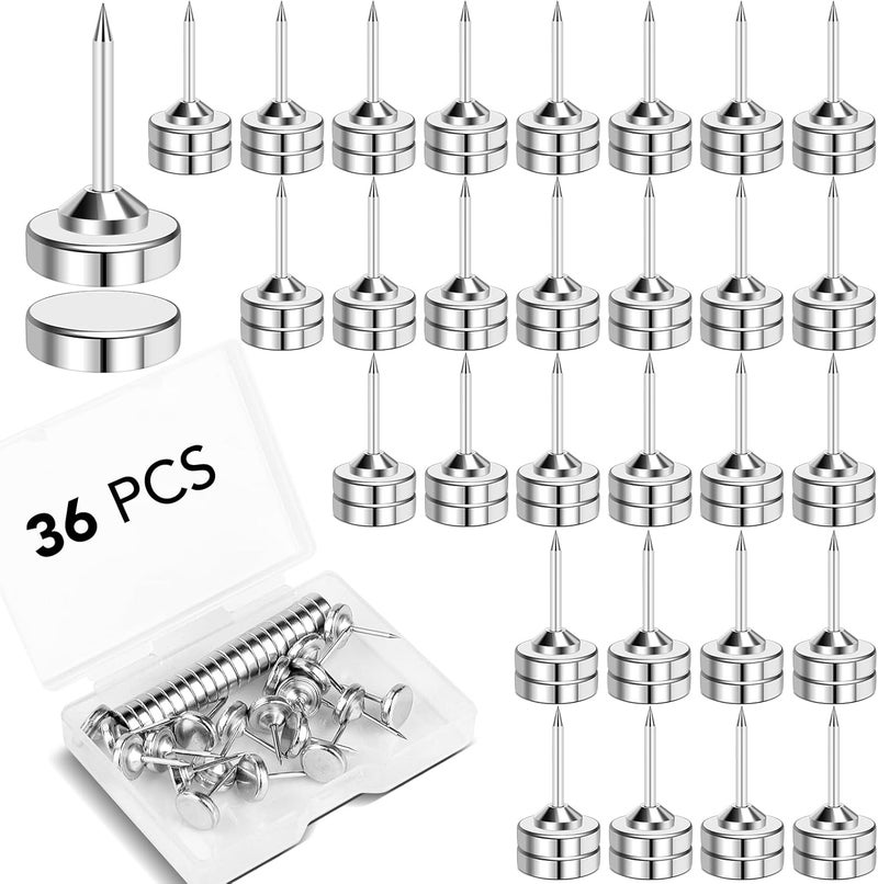 E BAVITE Magnetic Push Pins ThumbTacks, 36 Sets Magnet Pushpins for Wall Bulletin Board Cork Board Cute Decorative Push Pin Clips for Poster Hanger Picture Hanging Home Office Accessories - Image 1